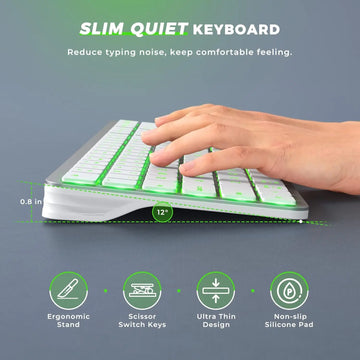 Jomaa Backlit Bluetooth Keyboard for Win & Mac, Multi-Device Slim Rechargeable Wireless Keyboard for Laptop Computer