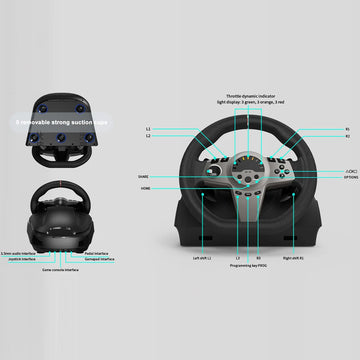 270° Gaming Steering Wheel Simulator Gaming Steering Wheel with Pedal and Shifter PC Steering Wheel for PS3/PS4/Switch/Xbox One