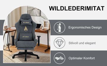 Symino Gaming Chair, Ergonomic Gamer Chair with Footrest, Breathable PC Chair with Adjustable Lumbar Cushion, Headrest Cushion