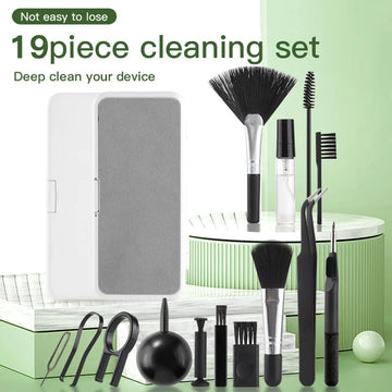 19 in 1 Computer Keyboard Cleaner Kit, Phone Tablet Camera Screen Cleaning Tools Earphone Clean Brush Keycap Puller Phone Holder