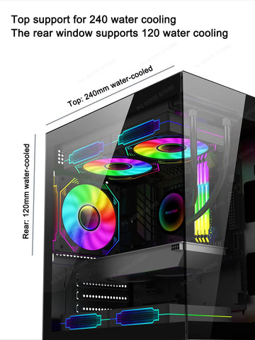 Power Train Illusionary Realm Desktop Computer Case Seaview Room Side Transparent M-ATX/ITX Chassis Support 240 Water Cooler