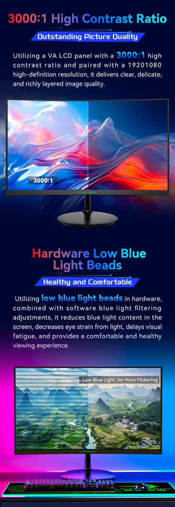 TITAN AMRY 23.6 inch 180Hz 1ms 1500R curved screen gaming esports full HD 1080P compatible 144Hz computer monitor 24A3G