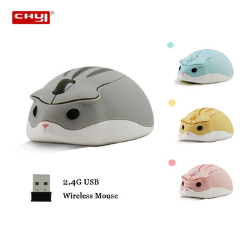 CHUYI New Wireless Mouse Cute Hamster Design Mause 2.4G 1200 DPI Portable Computer Mice Gaming Gifts For Computer Laptop PC