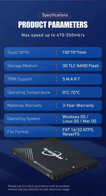 WALRAM Sata3 SSD 1TB 2.5 Inch "Internal Hard Drive Disk 128GB 256GB 512GB HDD Solid State Hard Disk for Laptop Desktop