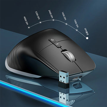 Multi-Device Wireless Mouse Bluetooth 5.0 & 3.0 Mouse 2.4G Wireless Portable Optical Mouse Ergonomic Right Hand Computer Mice