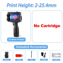 Handheld Inkjet Printer 12.7/25.4mm for QR Barcode Batch Date Number Logo Expiry Date Coding Machine 25 Languages Non-encrypted