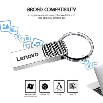 Lenovo 128GB Original Metal USB Pendrive 2TB Large Capacity Portable Flash Drive USB 3.0 High-Speed File Transfer Waterproof