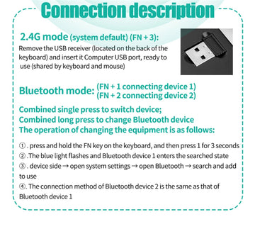 Bluetooth 5.0 & 2.4G Wireless Keyboard and Mouse Combo Mini Multimedia Keyboard Mouse Set For Laptop PC TV iPad Macbook Android