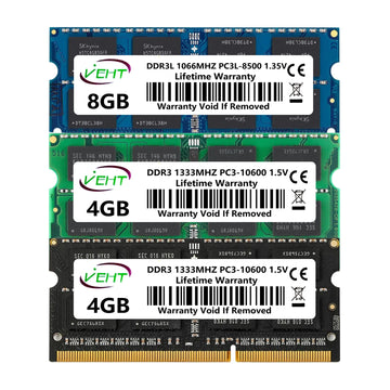 VEHT DDR3 DDR3L 2GB 4GB 8GB SODIMM Memories Ram 8500 10600 12800 204Pin PC3 1.5V PC3L 1.35V 1066 1333 1600Mhz Laptop Memory Ram