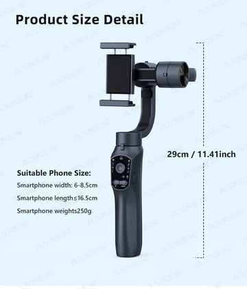 F10 3-Axis Handheld Gimbal Smartphone Stabilizer Cellphone Selfie Stick for Android iPhone Phone Vlog Anti Shake Video Recording