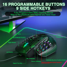 SOLAKAKA SM809 Wired Gaming Mouse 16 Side Buttons 22800 DPI Programmable Macro MMO Mouse Gamer PAW3311 Honeycomb Ergonomic RGB