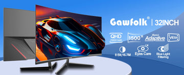 Gawfolk Curved Monitor 32 Zoll 75Hz, 1500R Gaming PC Bildschirm QHD (2560 x 1440p), Rahmenloses Computerbildschirm mit FreeSync