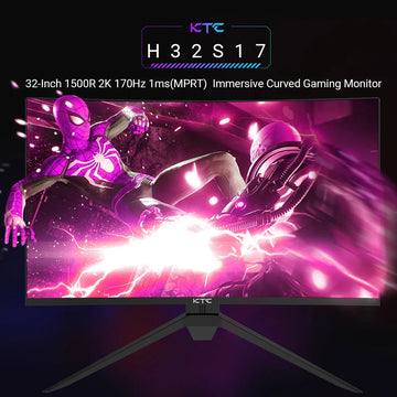 KTC H32S17 32 inch 1500R Curved Gaming Monitor 2560x1440 QHD 170Hz 16:9 ELED 99% sRGB HDR10 1ms MPRT Response Time Low-blue