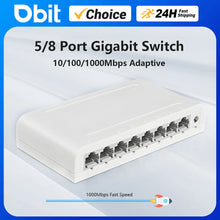 5/8 Ports Ethernet Switch 10/100/1000Mbps Desktop Gigabit Network Switch Adapter RJ45 Ethernet Switch Auto MDI/MDIX Fast Switch