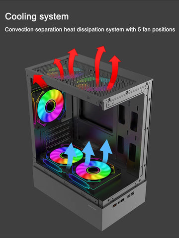 Power Train Illusionary Realm Computer Case M-ATX/ITX Seaview Room Side Transparent Desktop Chassis Support 240 Water Cooler