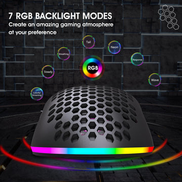 2.4G Wireless Charge Mouse RGB Luminous Ultralight Honeycomb Mouse Movement Speed 3600 6 D Game Mice For Laptop PC Gamer