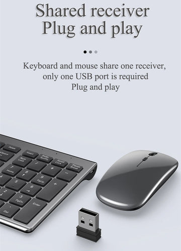 Bluetooth 5.0 & 2.4G Wireless Keyboard and Mouse Combo Mini Multimedia Keyboard Mouse Set for Laptop PC TV iPad Macbook Android