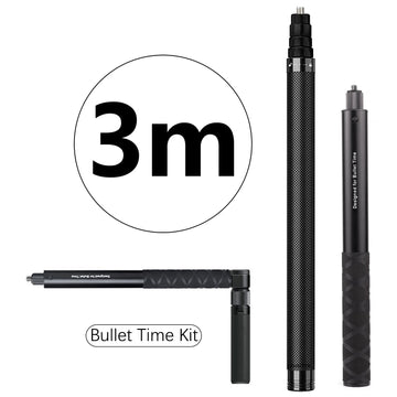 1.2m 3m Carbon Fiber Invisible Selfie Stick Bullet Time Rotating Handle Tripod for GoPro Insta360 X4 X3 X2 Ace Pro Accessories