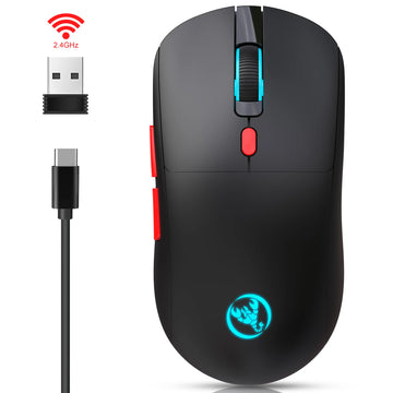 Rechargeable 2.4G USB Wireless Mouse  Adjustable 3600dpi 7 Colors RGB Comfortable Mice for Home Office Laptop Computer Gamer