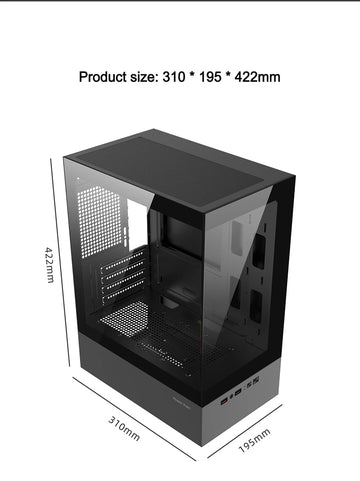 Power Train Illusionary Realm Computer Case M-ATX/ITX Seaview Room Side Transparent Desktop Chassis Support 240 Water Cooler