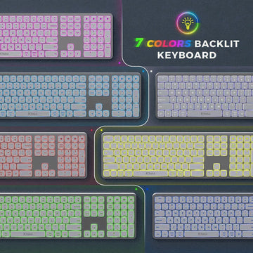 Jomaa Backlit Bluetooth Keyboard for Win & Mac, Multi-Device Slim Rechargeable Wireless Keyboard for Laptop Computer