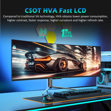 TITAN ARMY C49SHC 49-inch Gaming Monitor, 3840*1080 CSOT HVA Panel, 32:9 Oversized Curved Screen 144Hz High Refresh Rate PIP/PBP