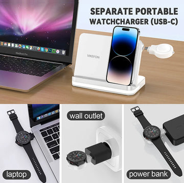 Wireless Charger Stand For iPhone 15 14 Samsung S23 S22 Ultra Fold Z Flip Galaxy Watch Active Buds Fast Charging Station Holder