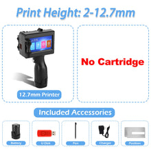 Handheld Inkjet Printer 12.7/25.4mm for QR Barcode Batch Date Number Logo Expiry Date Coding Machine 25 Languages Non-encrypted