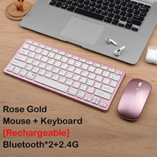 Bluetooth 5.0 & 2.4G Wireless Keyboard and Mouse Combo Mini Multimedia Keyboard Mouse Set For Laptop PC TV iPad Macbook Android