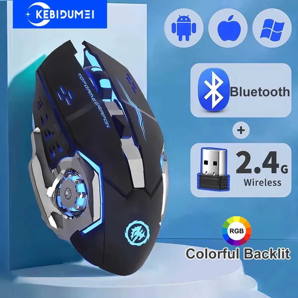 Souris Gaming Sans Fil Bluetooth 2.4G — RGB, Rechargeable, 3600 DPI