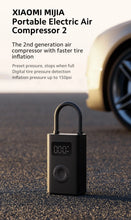 Xiaomi Mijia Air Pump 2 pour vélos et balles, préinitialisation numérique de la pression des pneus + arrêt automatique de charge, charge rapide de type C