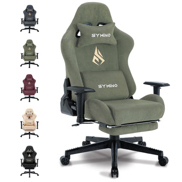 Symino Gaming Chair, Ergonomic Gamer Chair with Footrest, Breathable PC Chair with Adjustable Lumbar Cushion, Headrest Cushion
