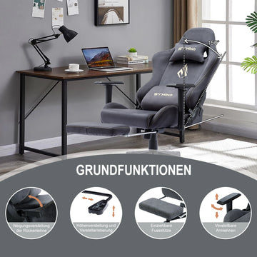 Symino Gaming Chair, Ergonomic Gamer Chair with Footrest, Breathable PC Chair with Adjustable Lumbar Cushion, Headrest Cushion