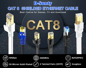 5M 10M 15M 20M 30M Ethernet Cable Cat 8 40Gbps 2000MHz High Speed Rj45 Internet Network Cable Shielded Patch Cable Cat8 Lan Cord