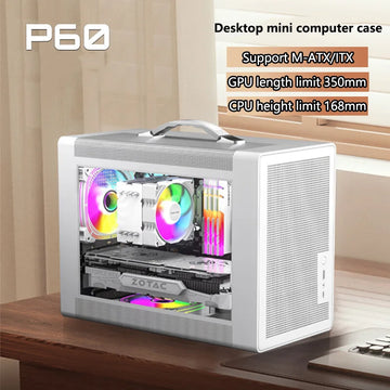 Power Train P60 M-ATX Portable Computer Case ITX Motherboard ATX/SFX Power Supply Support U3 Type-C Desktop MINI Small Chassis