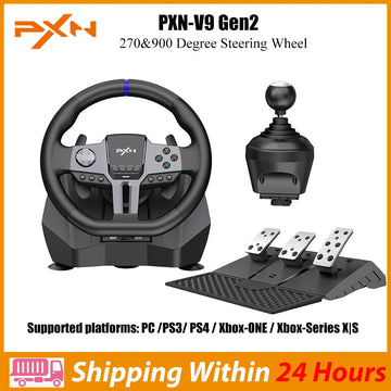 PXN V9 Gen2 Racing Steering Driving Wheel 270°/ 900° Vibration Gaming Steering Wheel for PS4,PC,PS3,Xbox Series X|S, Xbox One