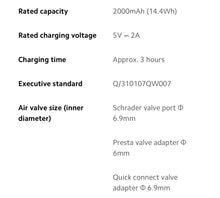 Xiaomi Mijia Air Pump 2 pour vélos et balles, préinitialisation numérique de la pression des pneus + arrêt automatique de charge, charge rapide de type C