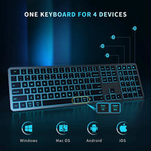 Jomaa Backlit Bluetooth Keyboard for Win & Mac, Multi-Device Slim Rechargeable Wireless Keyboard for Laptop Computer