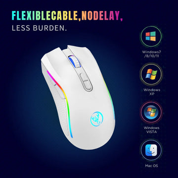 HXSJ T69 ergonomics Portable Cordless 2.4G Rgb Wireless gaming Mouse Laptop Computer Wireless Mouse for game pc