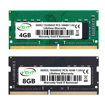 VEHT DDR3 DDR3L 2GB 4GB 8GB SODIMM Memories Ram 8500 10600 12800 204Pin PC3 1.5V PC3L 1.35V 1066 1333 1600Mhz Laptop Memory Ram