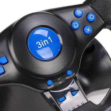 Game Racing Wheel Gaming Steering Wheel 180 Degree Rotation Multifunctional 3 in 1 Game Racing Wheel with Pedals for PC