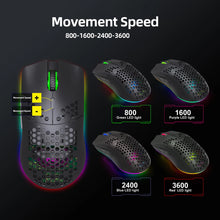 2.4G Wireless Charge Mouse RGB Luminous Ultralight Honeycomb Mouse Movement Speed 3600 6 D Game Mice For Laptop PC Gamer