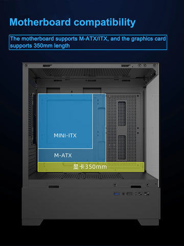 Power Train Illusionary Realm 3 M-ATX Desktop Case Support 350mm GPU 240 Water Cooler Side Transparent Computer Chassis