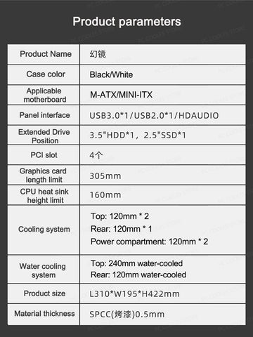 Power Train Illusionary Realm Computer Case M-ATX/ITX Seaview Room Side Transparent Desktop Chassis Support 240 Water Cooler