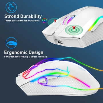 HXSJ T69 ergonomics Portable Cordless 2.4G Rgb Wireless gaming Mouse Laptop Computer Wireless Mouse for game pc