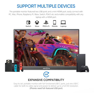ARZOPA 16.1 inches Portable Monitor,144hz,100%sRGB,1080P FHD,IPS Screen,Z1FC