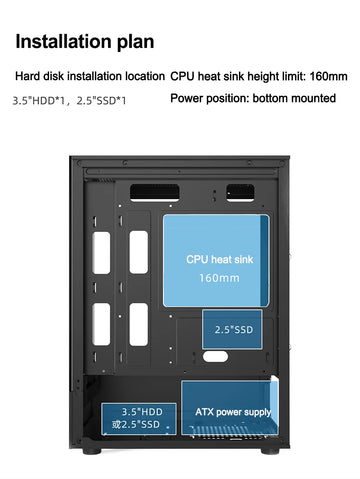 Power Train Illusionary Realm Desktop Computer Case Seaview Room Side Transparent M-ATX/ITX Chassis Support 240 Water Cooler