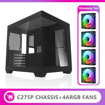 Darkflash C275P PC Case Sea View Room Gaming Computer Desktop M-ATX Motherboard  Double-Sided Tempered Glass PC Gamer Cabinet