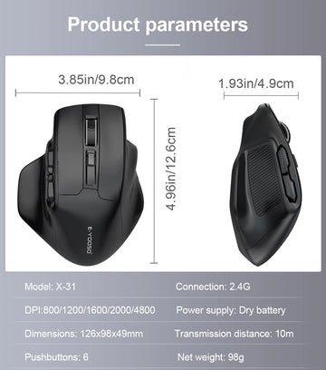 E-YOOSO X-31 USB 2.4G Wireless Gaming Large Mouse for Big Hands PAW3212 4800 DPI 5 buttons for gamer Mice computer laptop PC