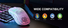 2.4G Wireless Mouse with RGB Backlit 6-button 3-speed DPI Type C Rechargeable Ergonomic Honeycomb Design Gaming Mouse